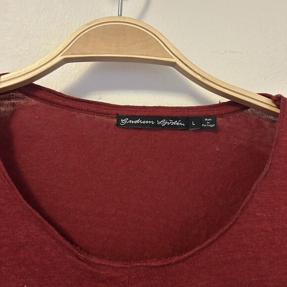 Gudrun Sjoden Dress Large 3/4 Sleeve 100% Linen Red Lagenlook Relaxed - Desc - Picture 2 of 8